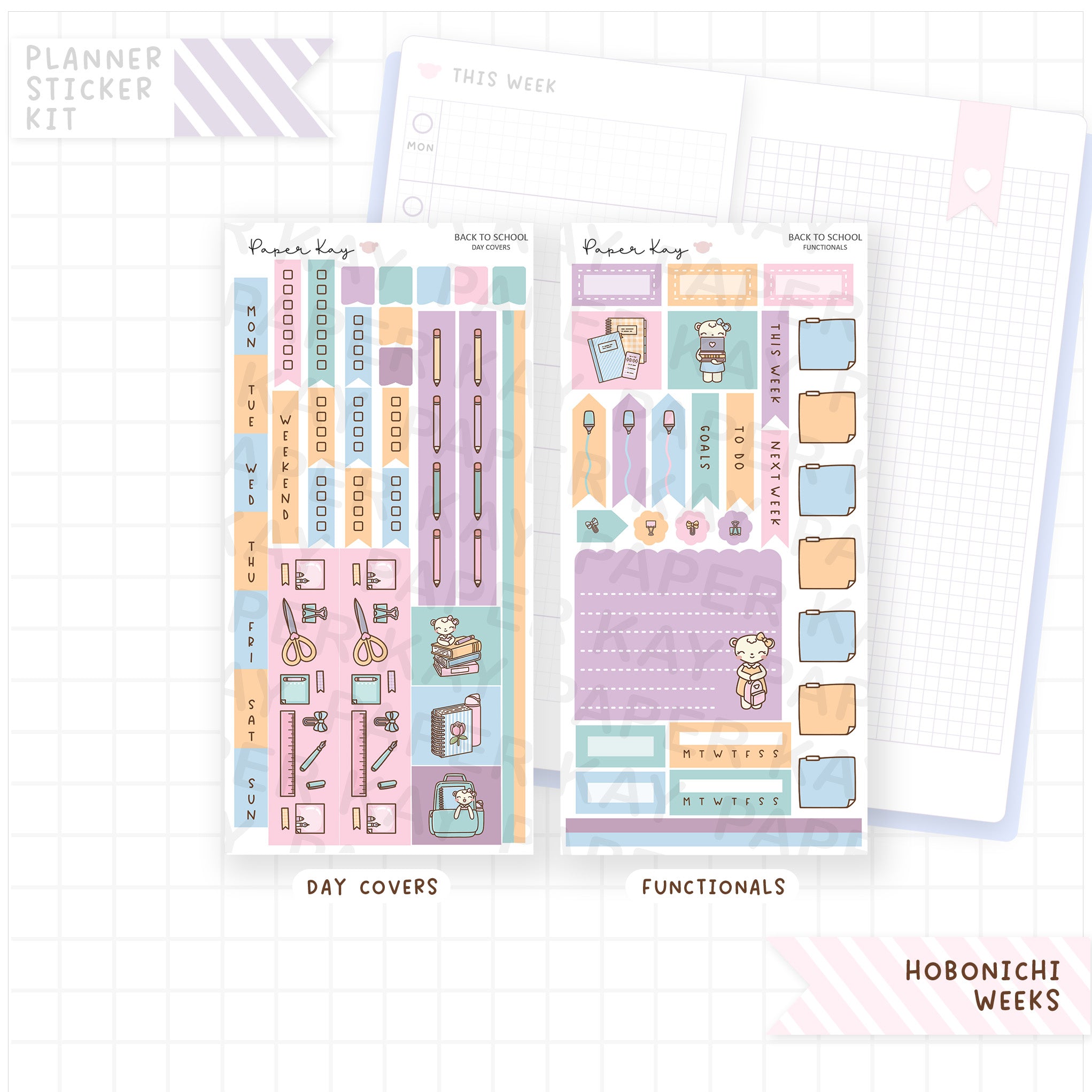 Back to School Hobonichi Weeks Sticker Kit