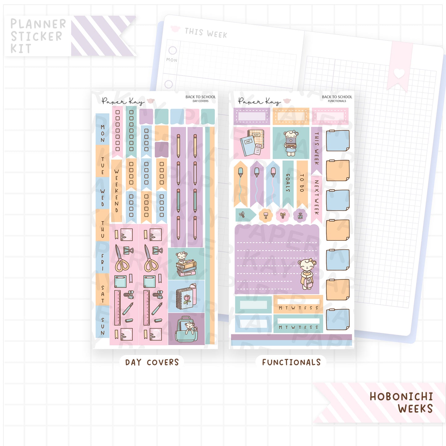 Back to School Hobonichi Weeks Sticker Kit