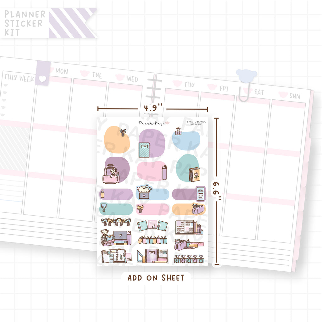 Back to School Weekly Vertical Kit Add On Sheet