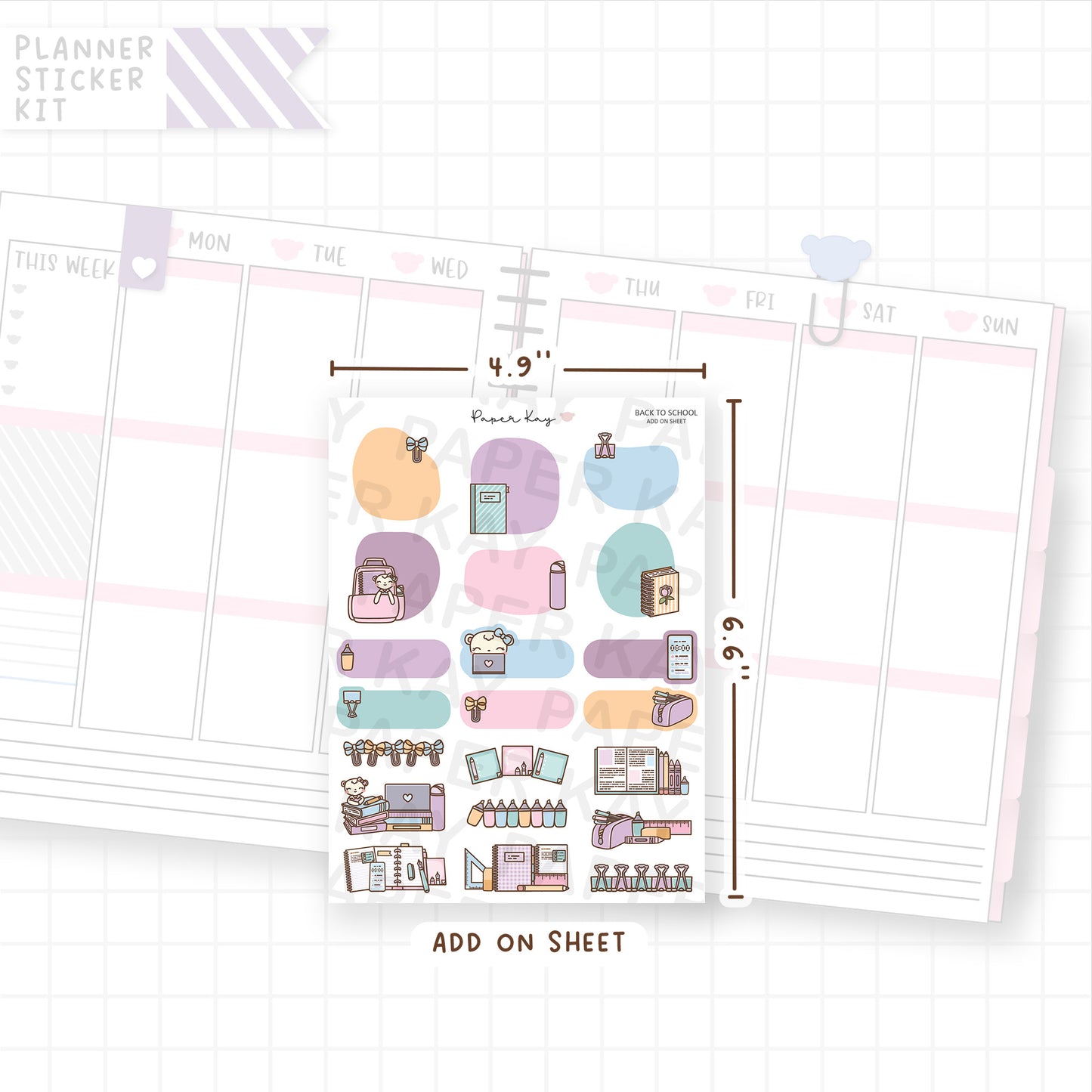 Back to School Weekly Vertical Kit Add On Sheet