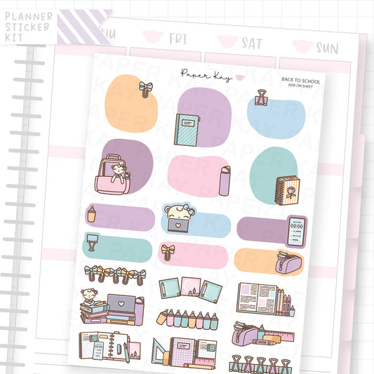 Back to School Weekly Vertical Kit Add On Sheet