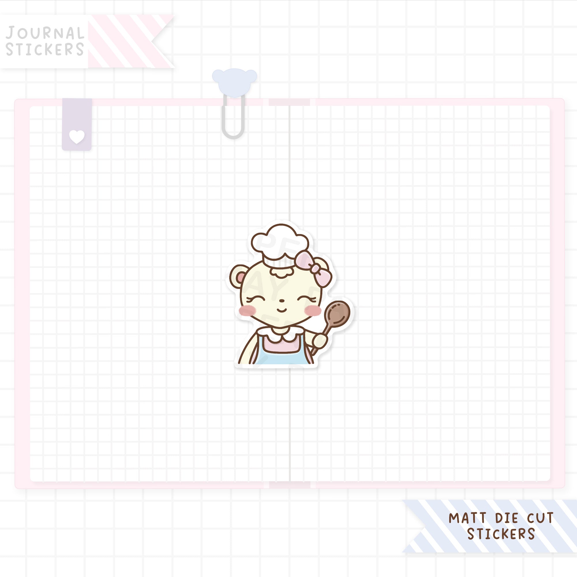 Baker Dot the Bear Matt Sticker Die Cut