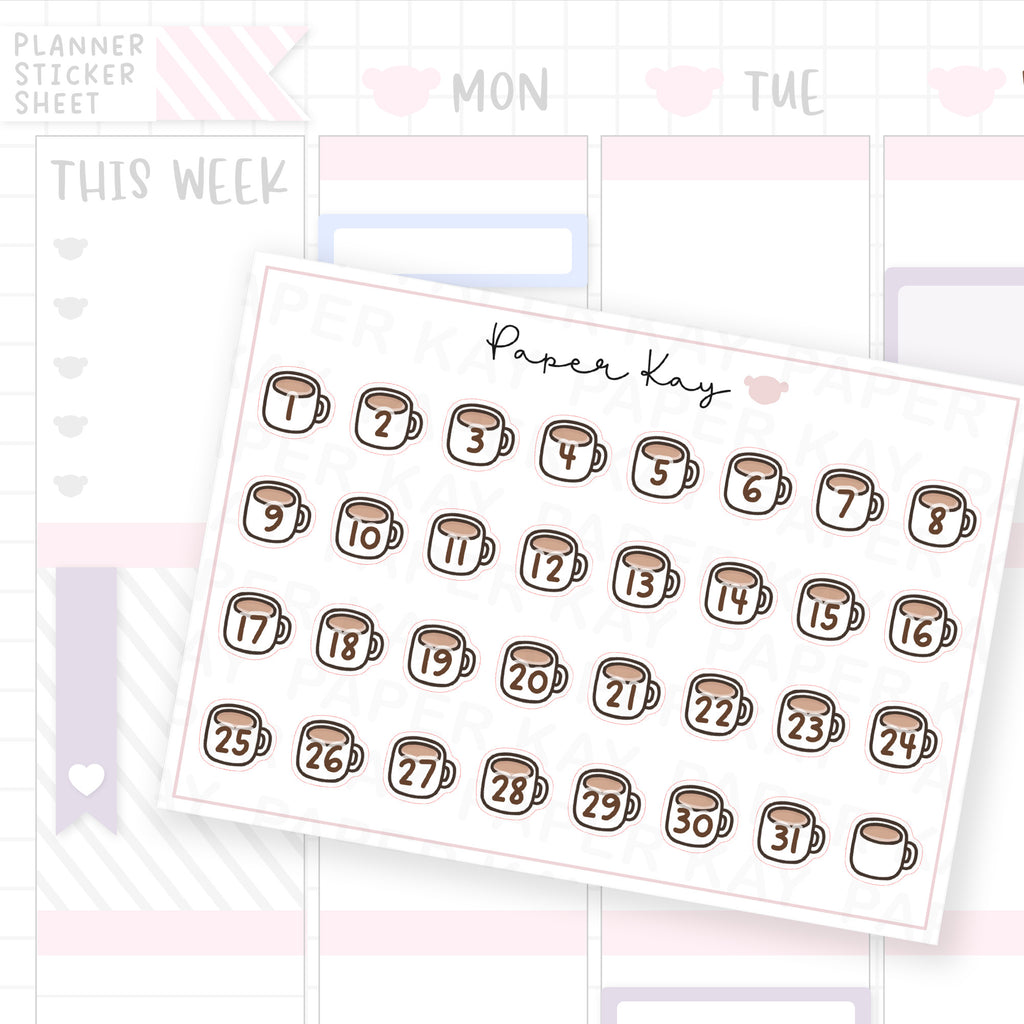 Basic Cup of Tea Date Dot Stickers