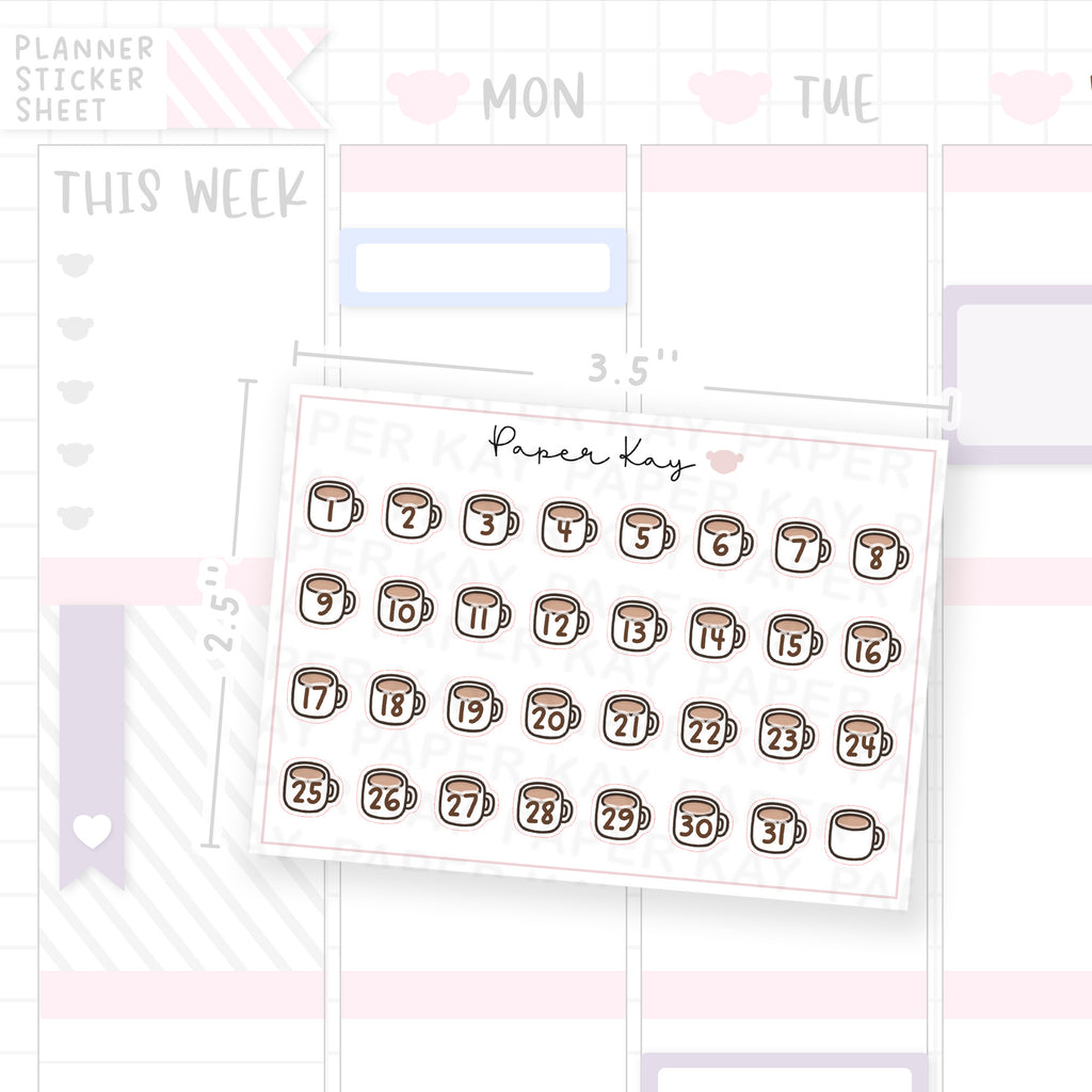 Basic Cup of Tea Date Dot Stickers