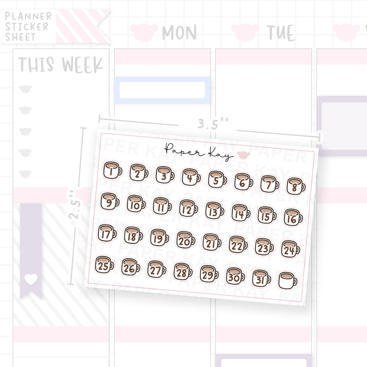 Basic Cup of Tea Date Dot Stickers
