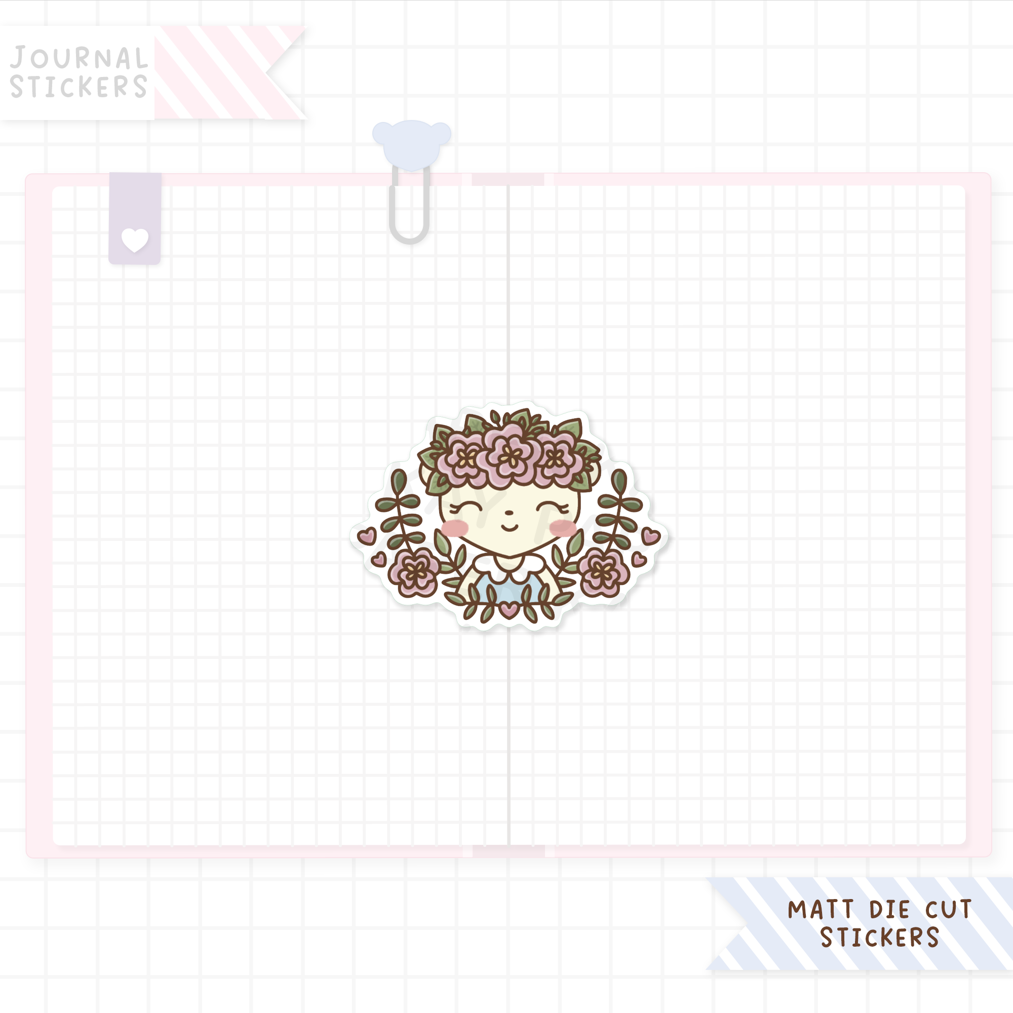 Botanical Dot the Bear Matt Sticker Die Cut