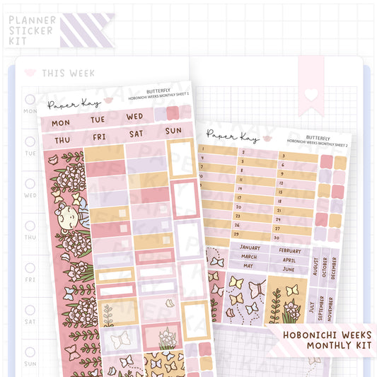Butterfly Hobonichi Weeks Monthly Sticker Kit