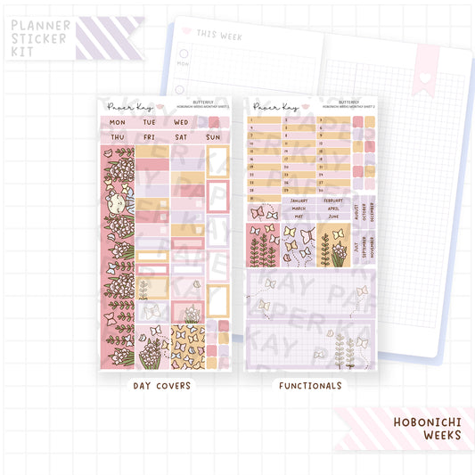 Butterfly Hobonichi Weeks Monthly Sticker Kit