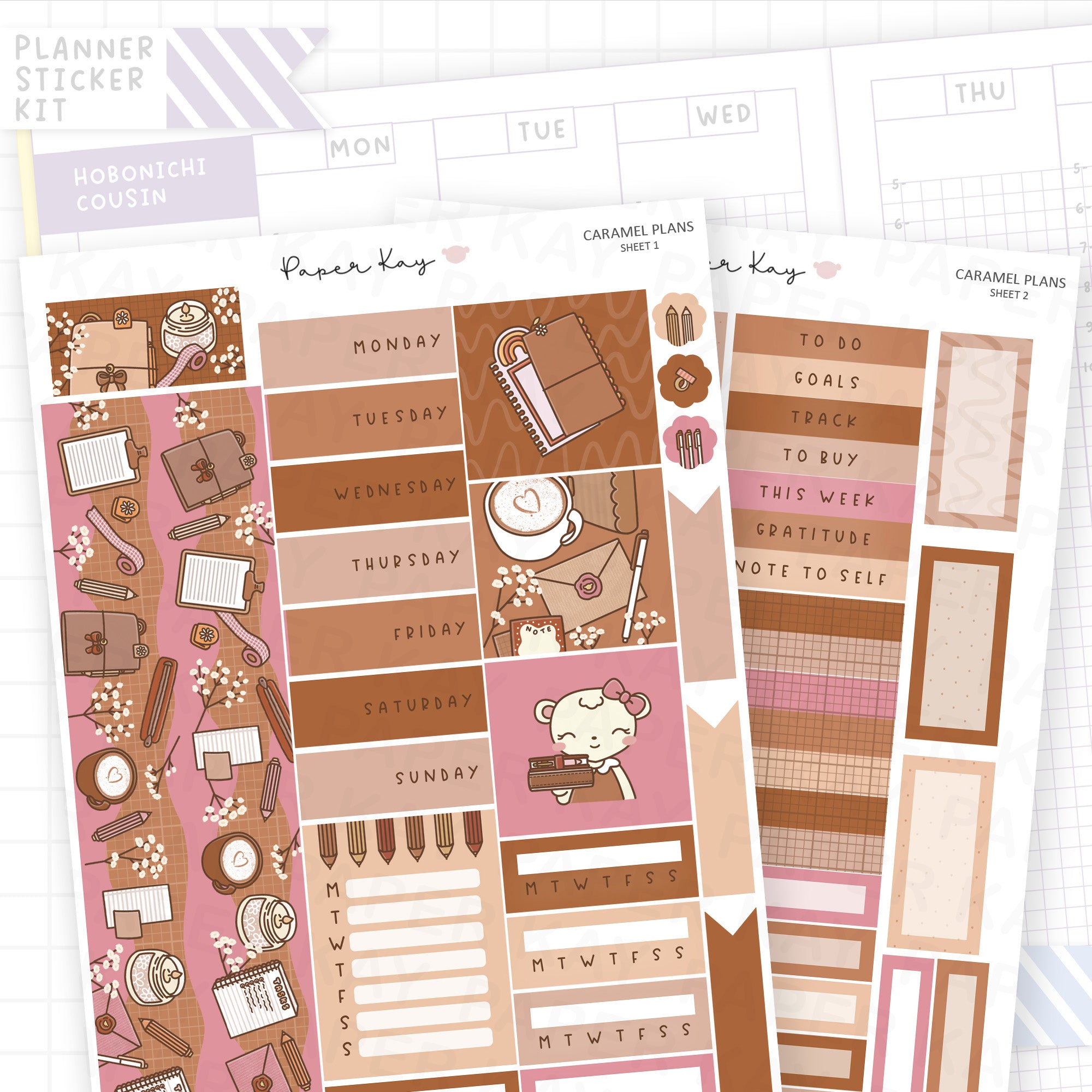 Caramel Plans Hobonichi Cousin Sticker Kit
