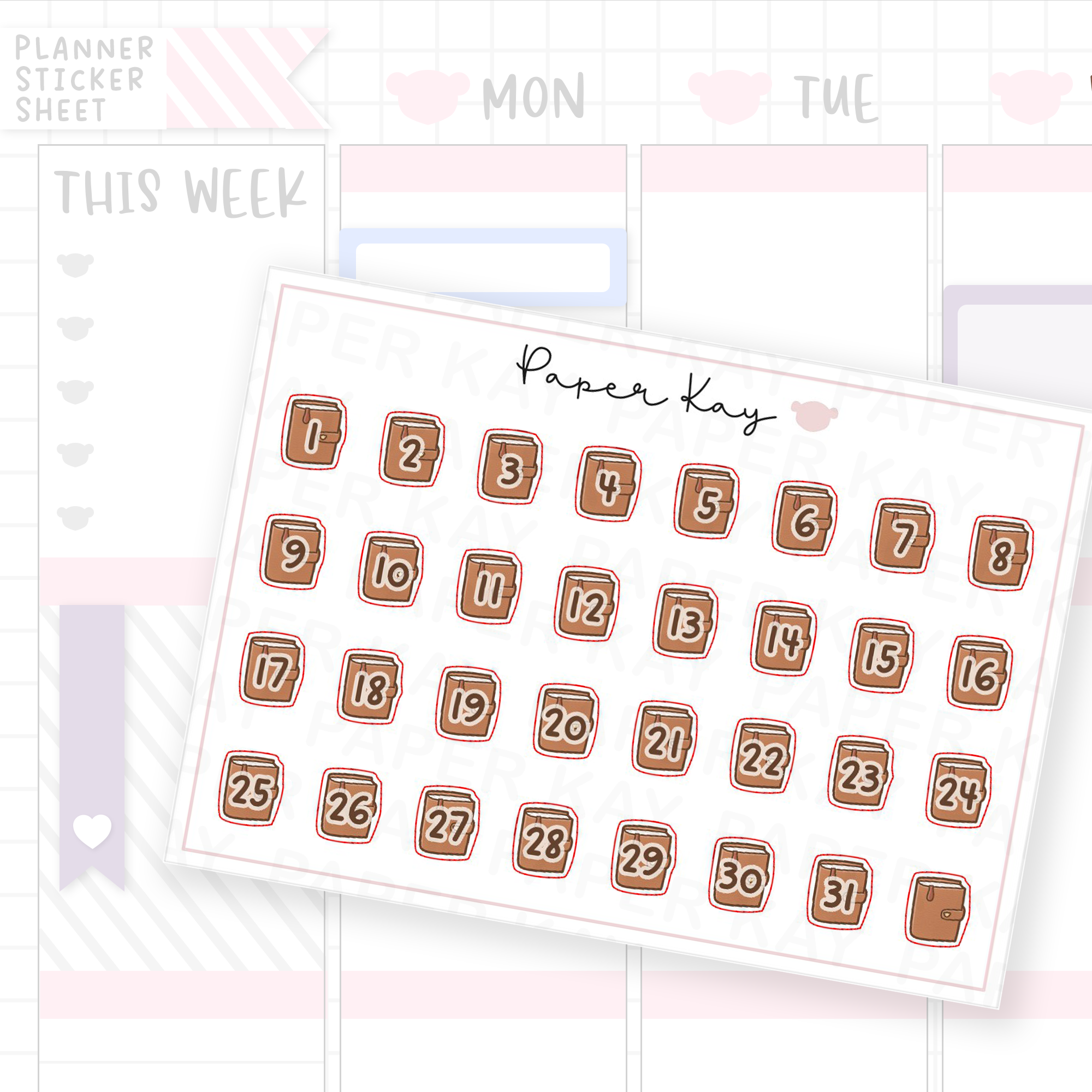 Caramel Plans Planner Date Dot Stickers