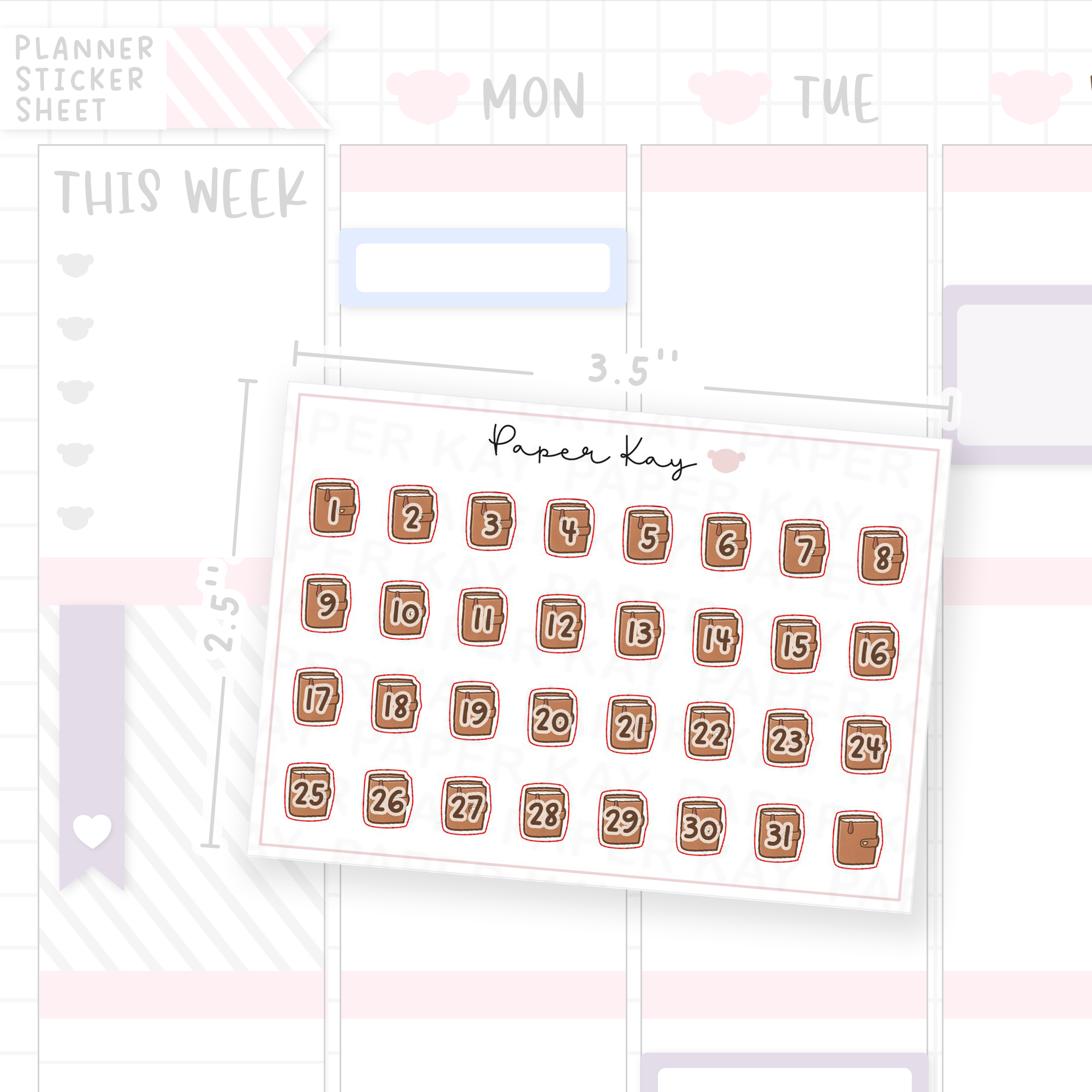 Caramel Plans Planner Date Dot Stickers