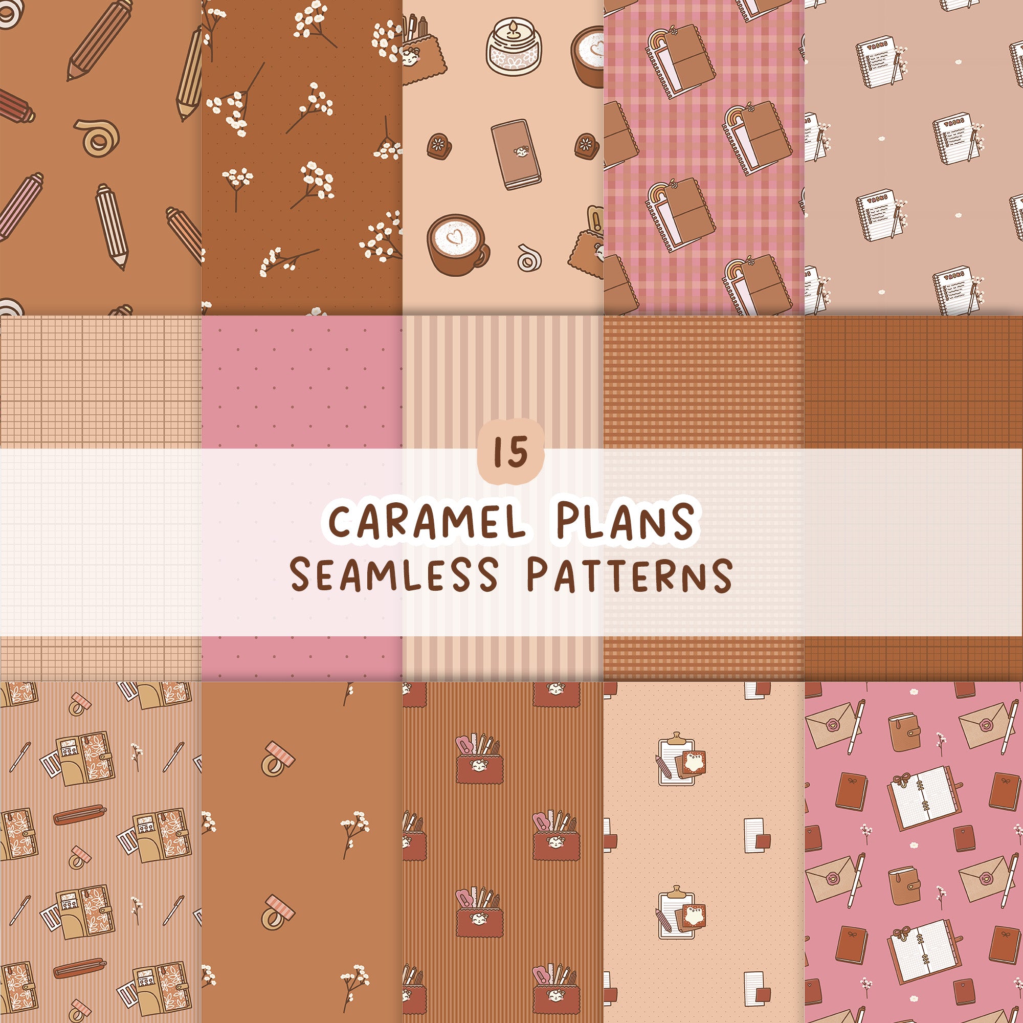 Caramel Plans Seamless Patterns