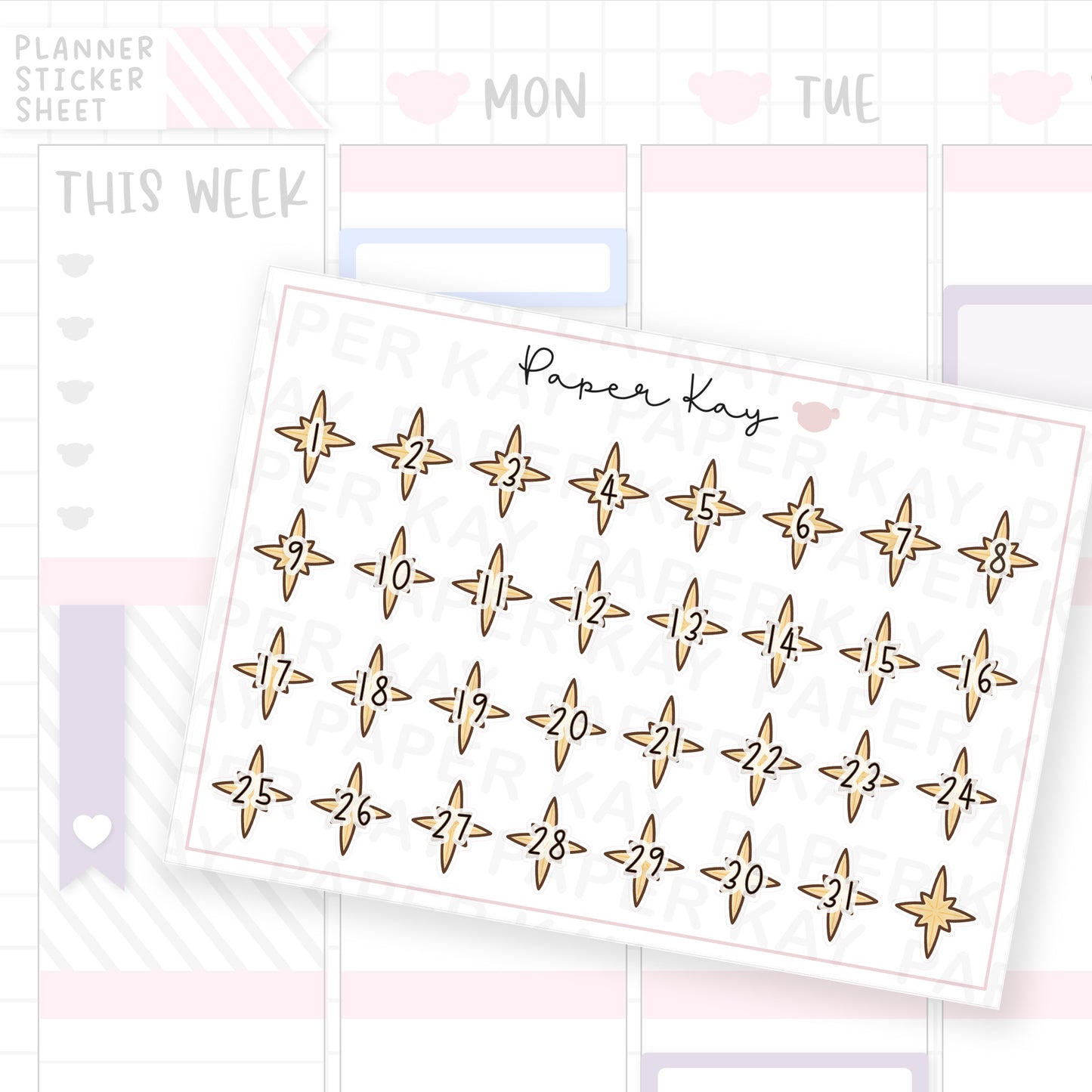 Celestial Star Date Dot Stickers