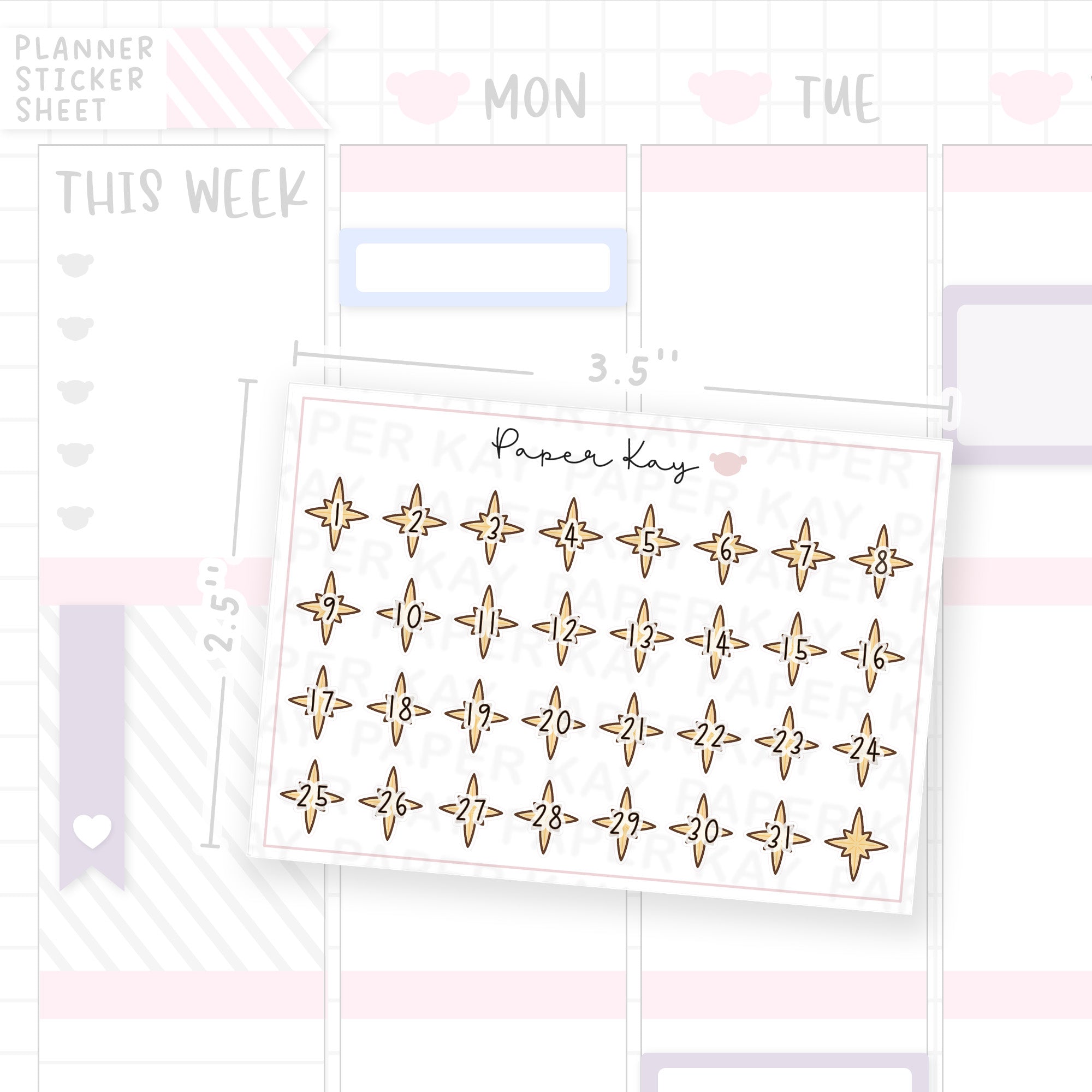 Celestial Star Date Dot Stickers
