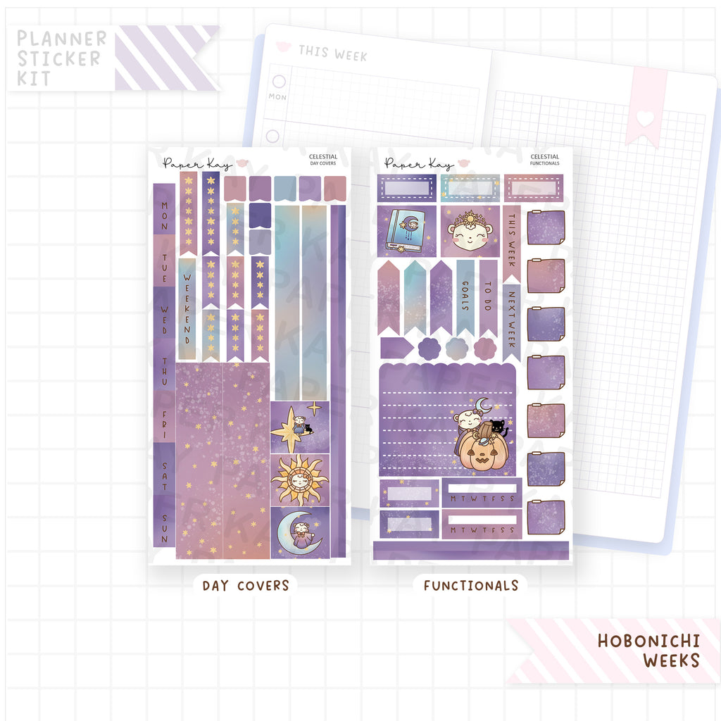 Celestial Hobonichi Weeks Sticker Kit