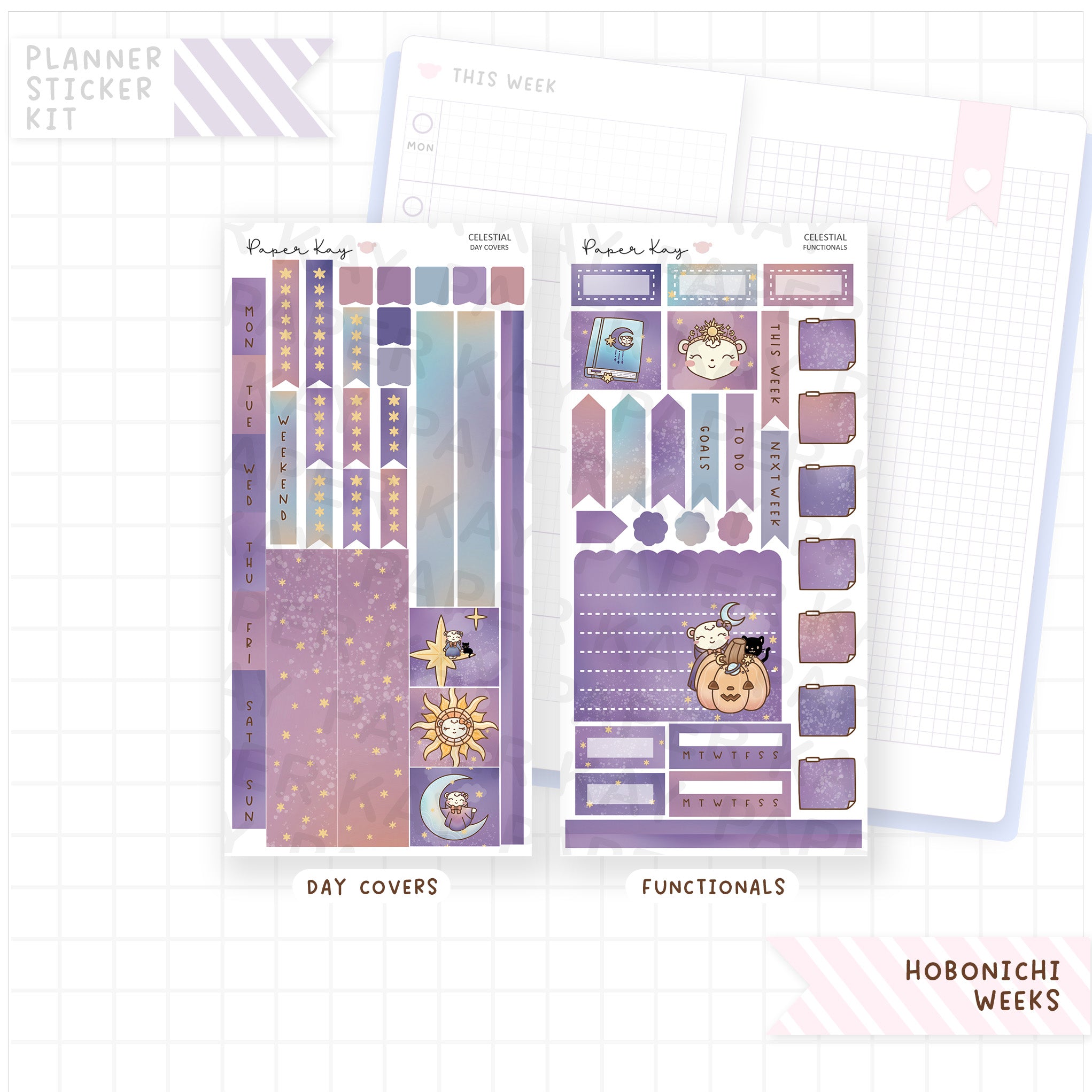 Celestial Hobonichi Weeks Sticker Kit