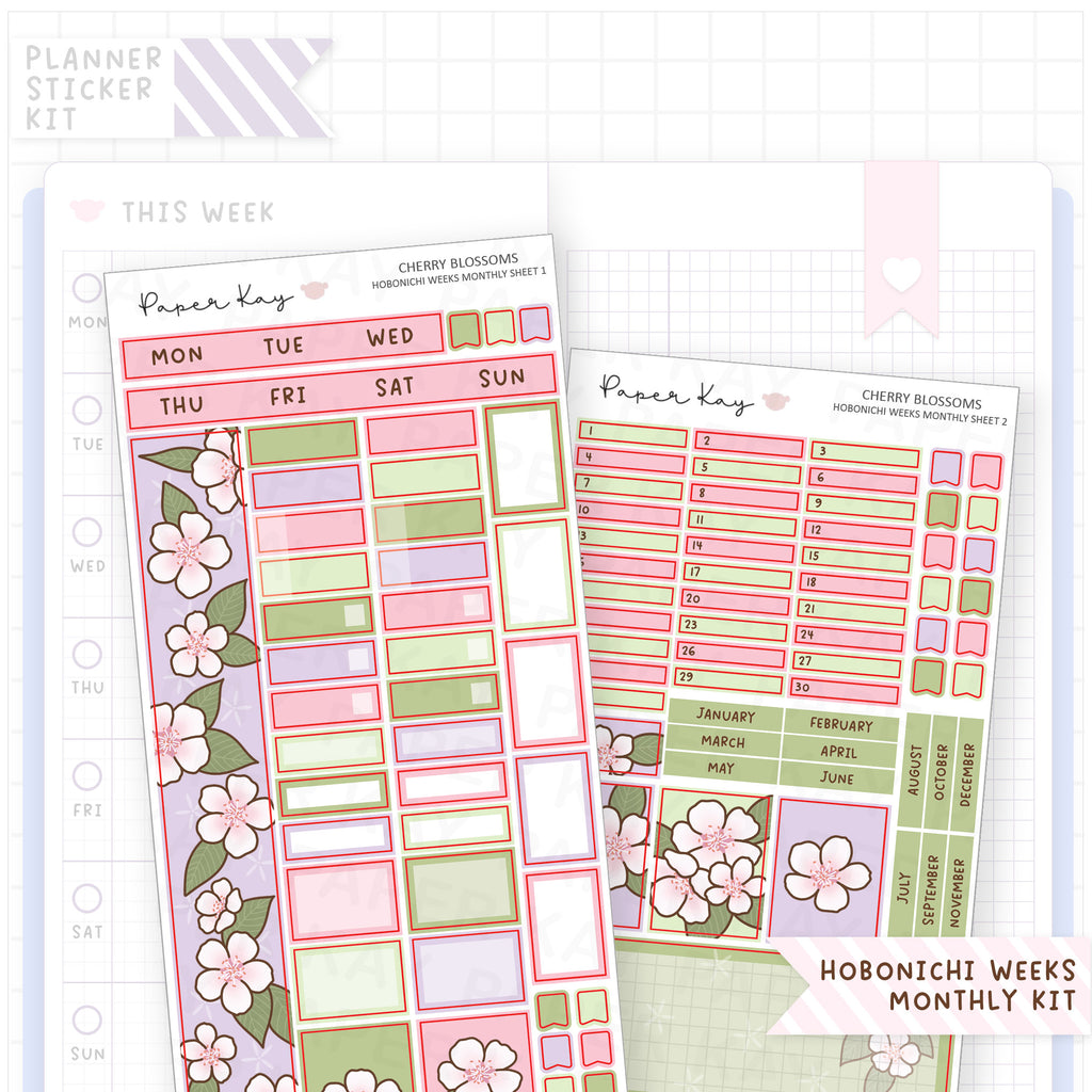 Cherry Blossoms Hobonichi Weeks Monthly Sticker Kit