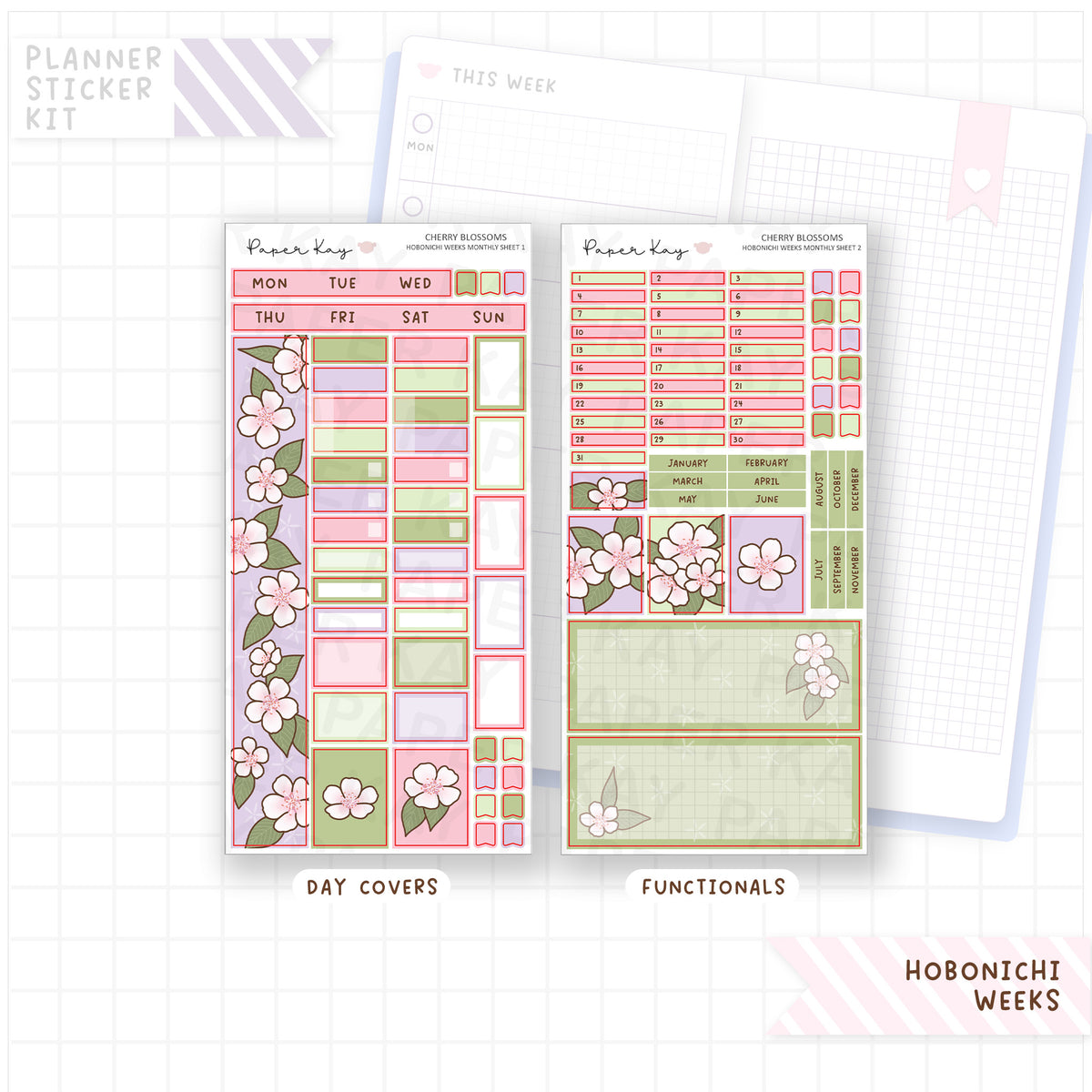 Cherry Blossoms Hobonichi Weeks Monthly Sticker Kit