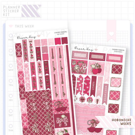 Cherry Ribbon Hobonichi Weeks Sticker Kit
