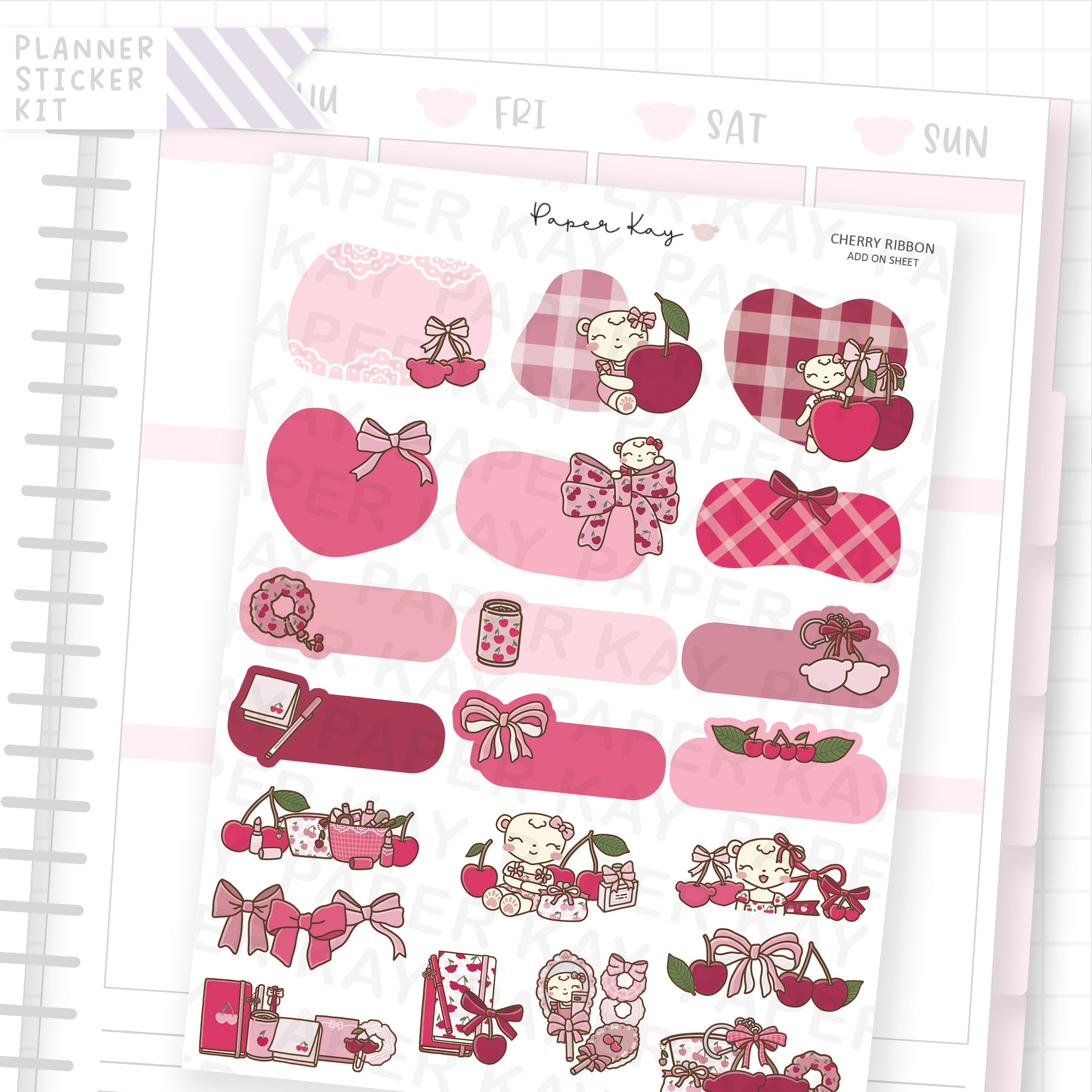 Cherry Ribbon Weekly Vertical Kit Add On Sheet – Paper Kay