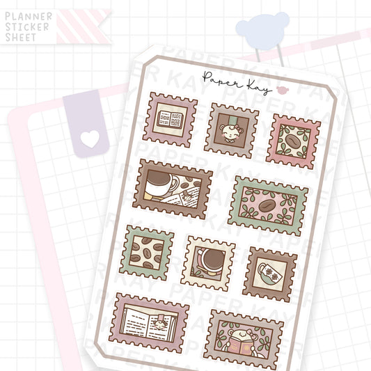Coffee Books Stamps Bujo Deco Stickers