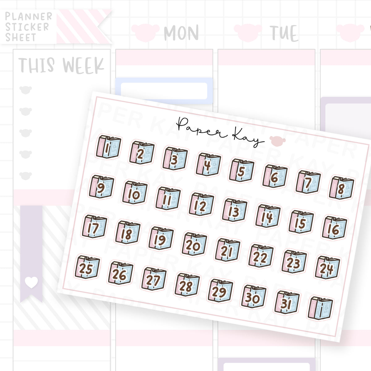 Cute Books Date Dot Stickers