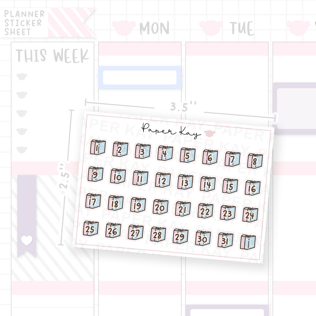 Cute Books Date Dot Stickers