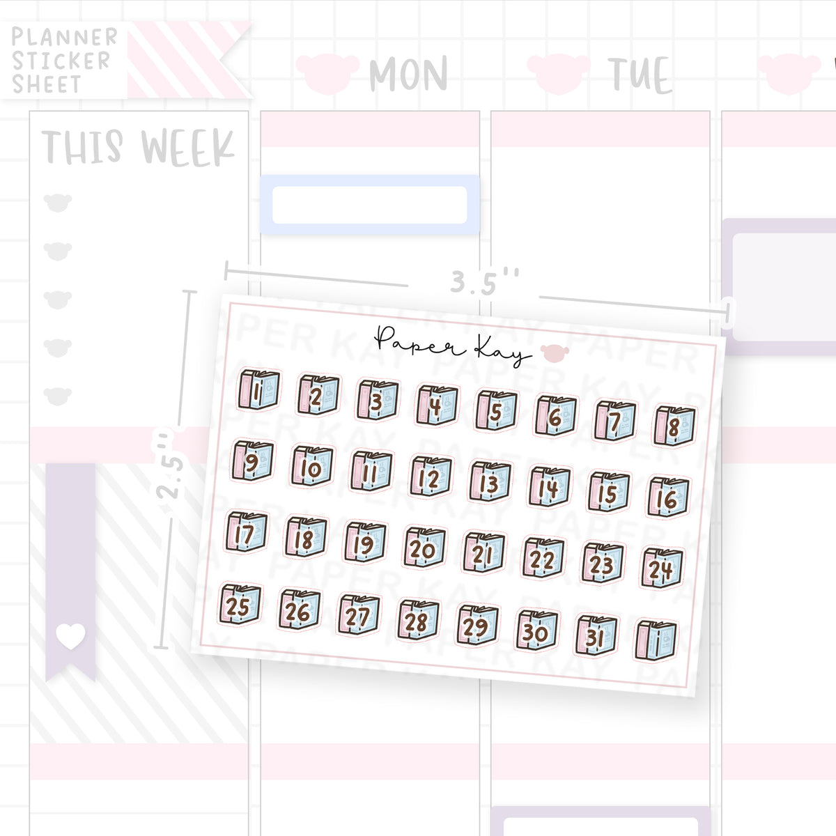 Cute Books Date Dot Stickers