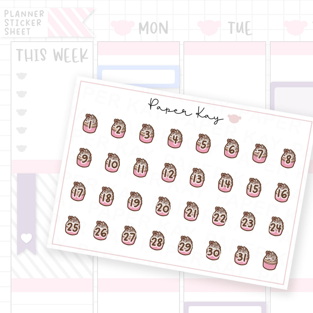 Cute as a Teddy Cupcake Date Dot Stickers
