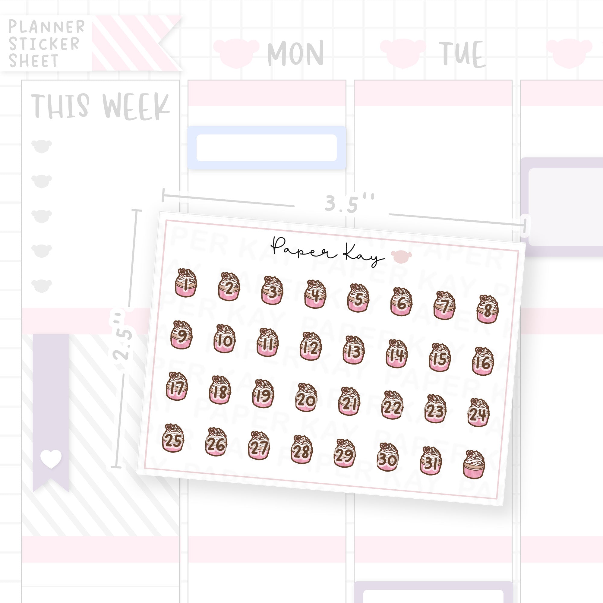 Cute as a Teddy Cupcake Date Dot Stickers