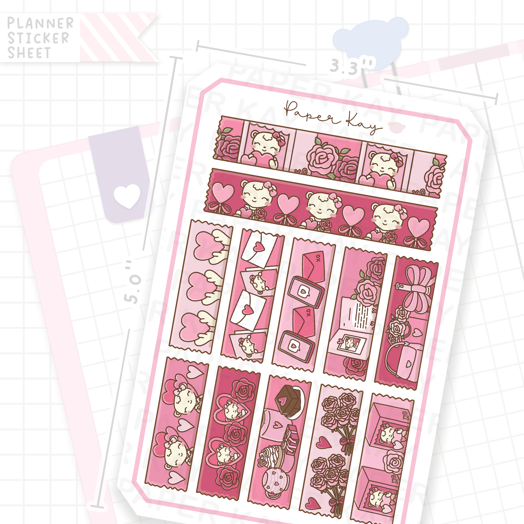 Cute as a Teddy Washi Strip Bujo Deco Stickers