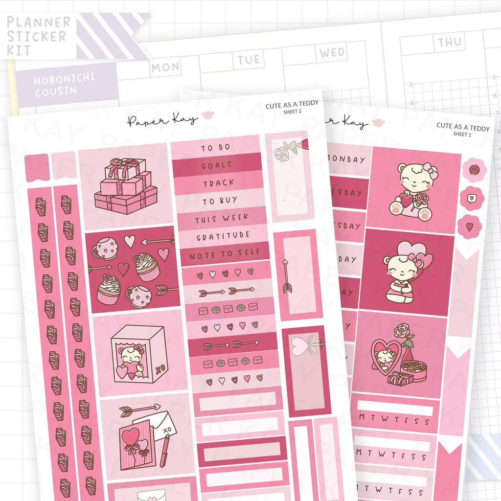 Cute as a Teddy Hobonichi Cousin Sticker Kit