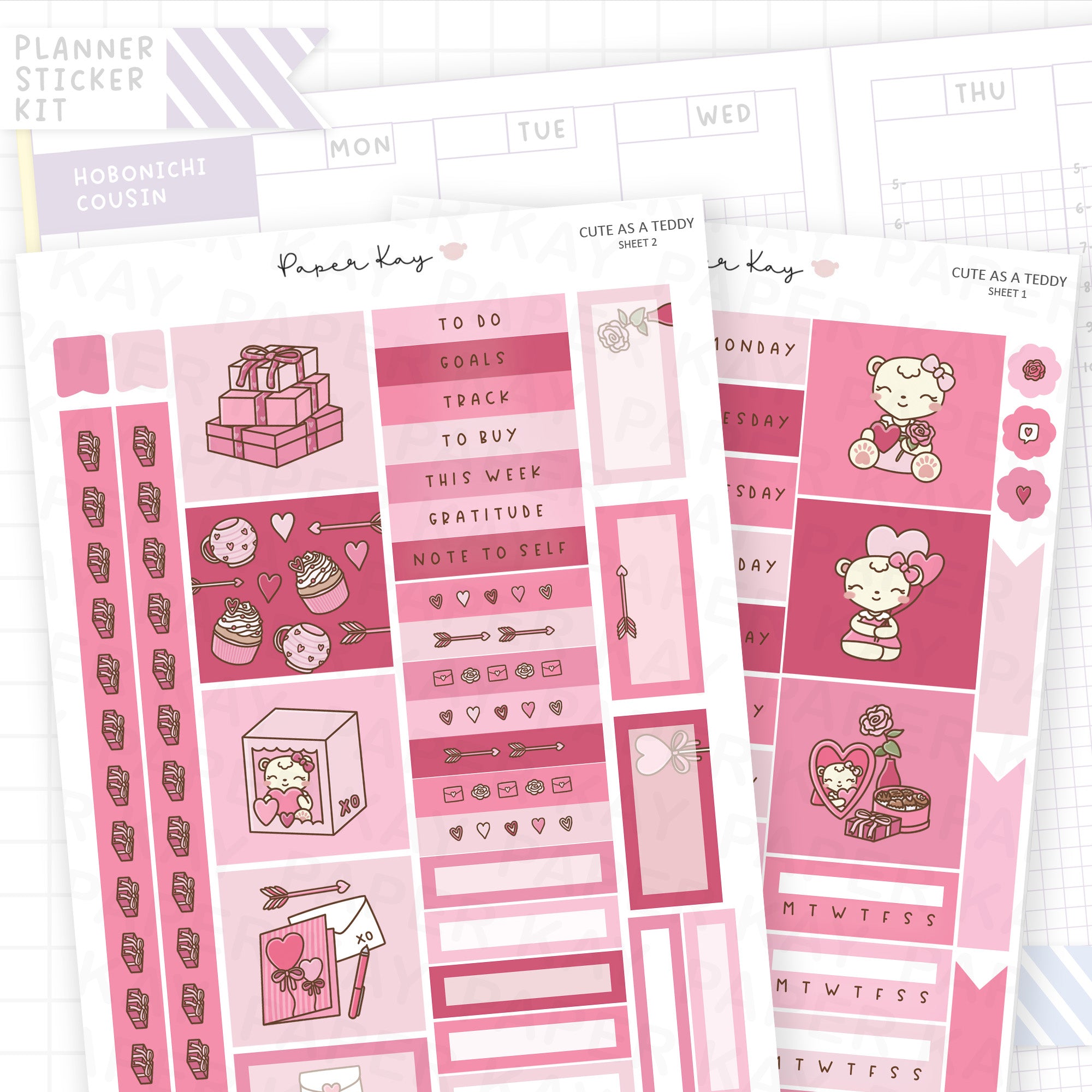 Cute as a Teddy Hobonichi Cousin Sticker Kit