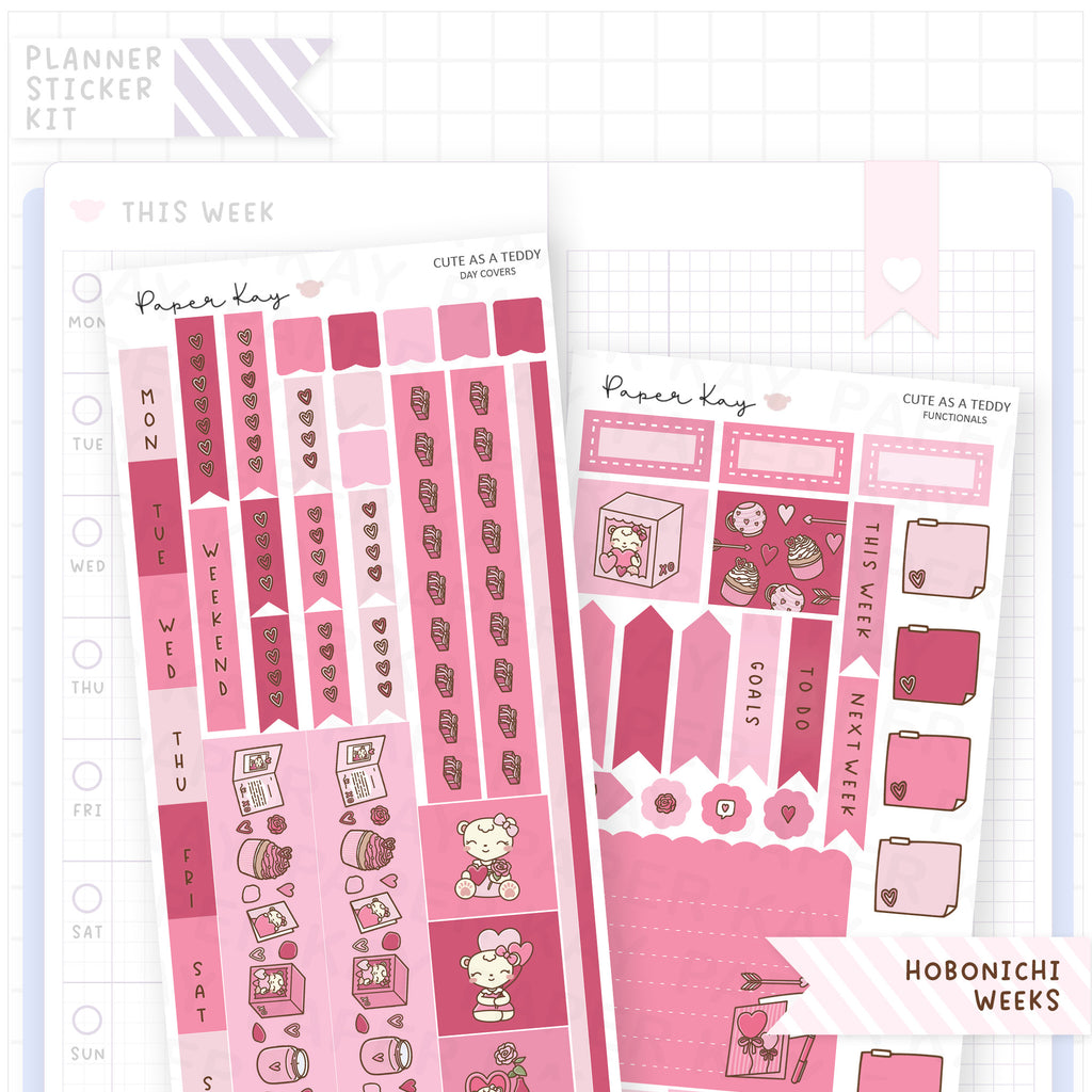 Cute as a Teddy Hobonichi Weeks Sticker Kit