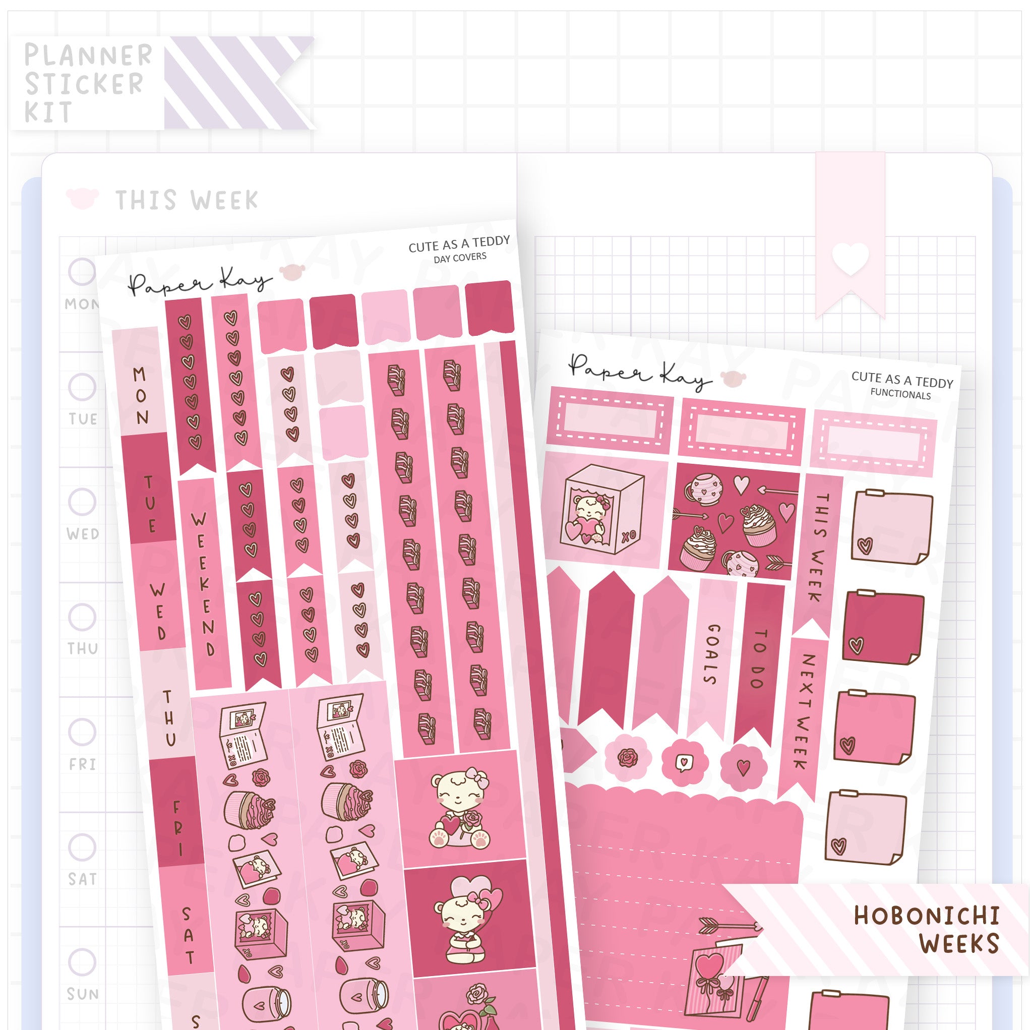 Cute as a Teddy Hobonichi Weeks Sticker Kit