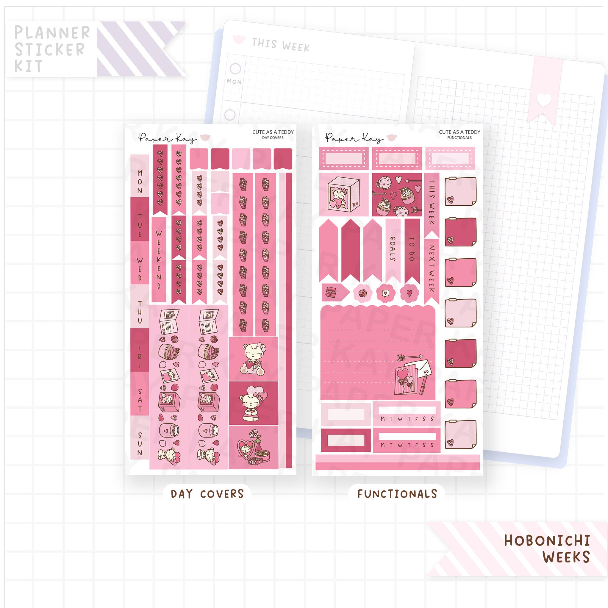 Cute as a Teddy Hobonichi Weeks Sticker Kit
