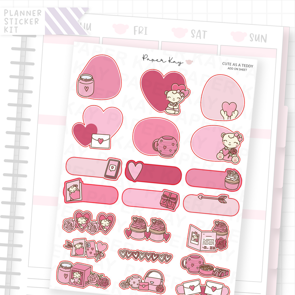 Cute as a Teddy Weekly Vertical Kit Add On Sheet