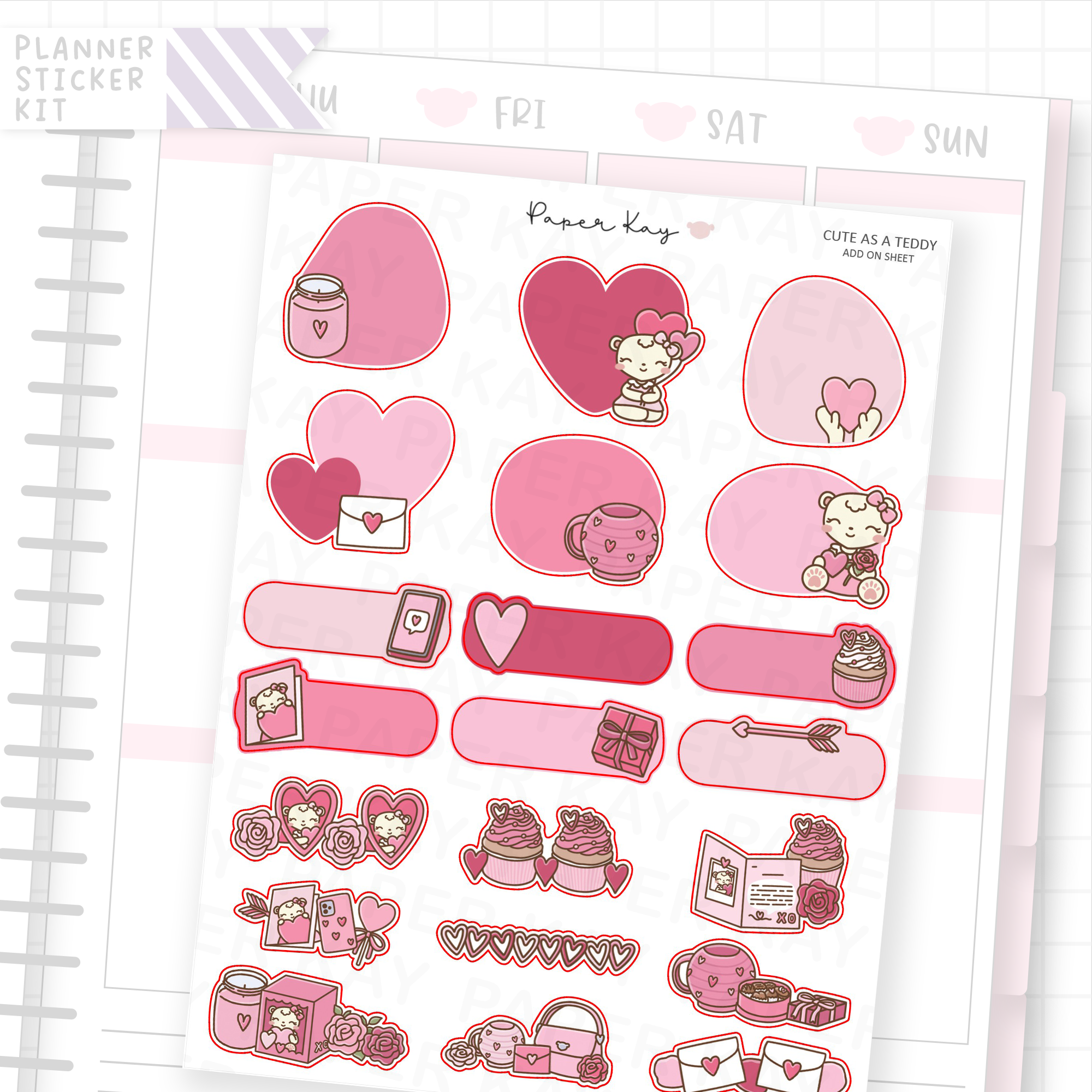 Cute as a Teddy Weekly Vertical Kit Add On Sheet