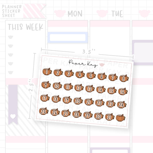 Cute Halloween Pumpkin Mug Date Dot Stickers