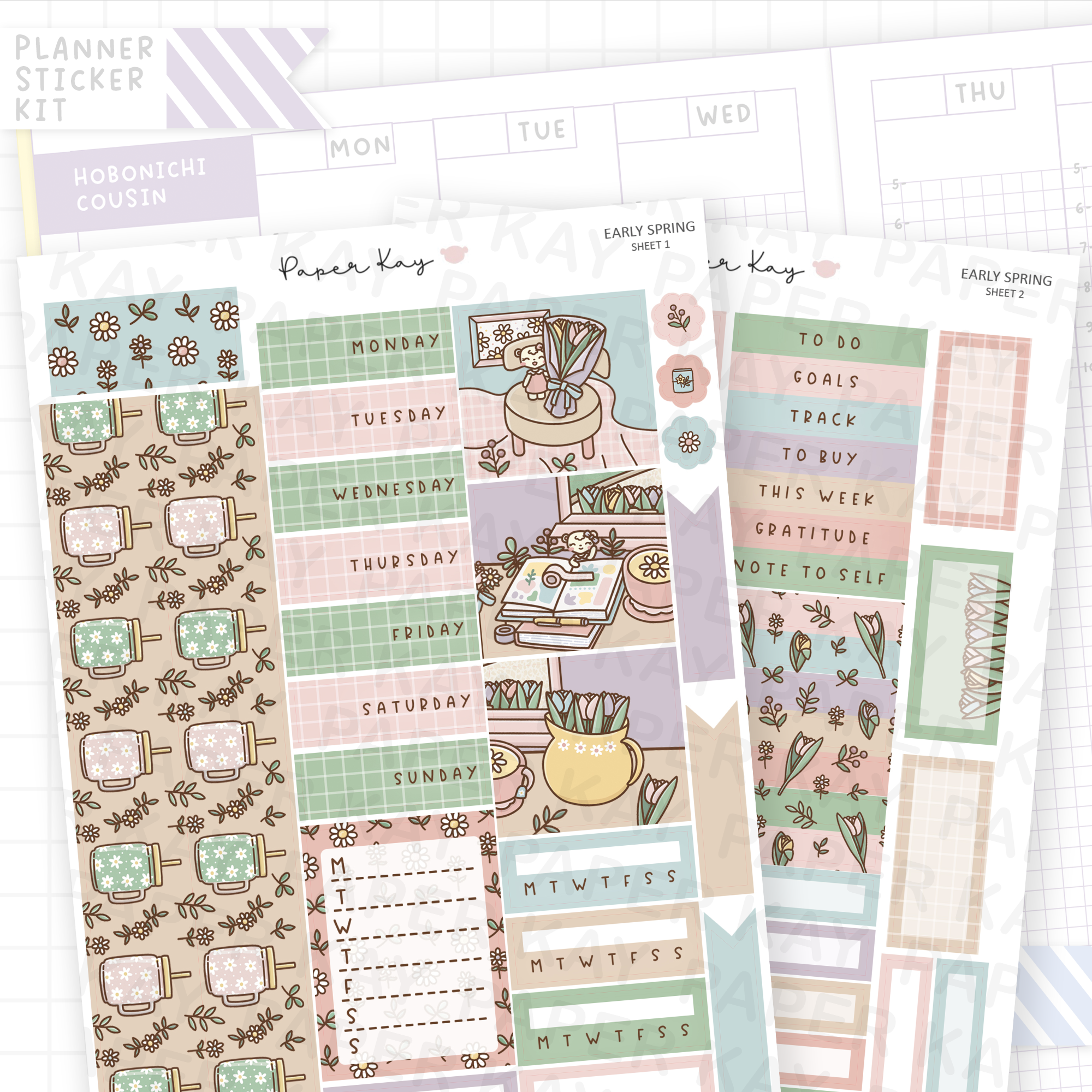 Early Spring Hobonichi Cousin Sticker Kit