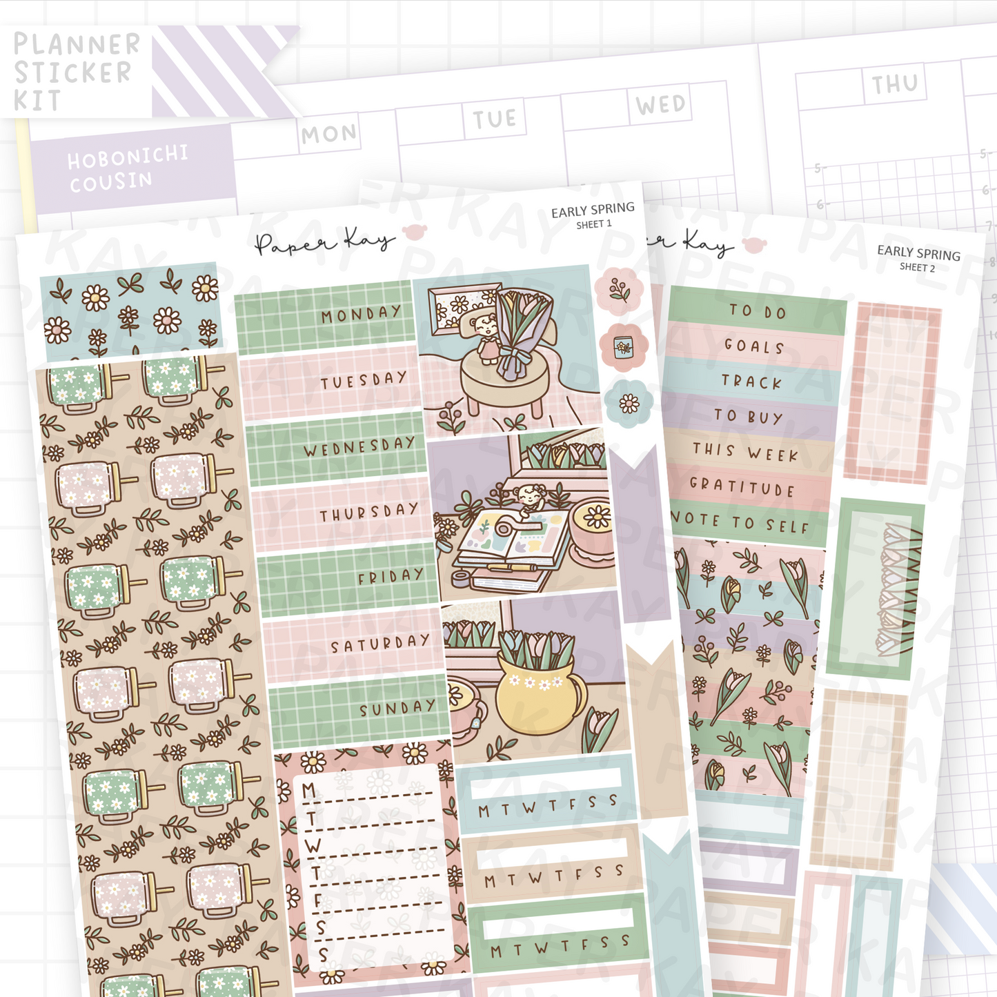 Early Spring Hobonichi Cousin Sticker Kit