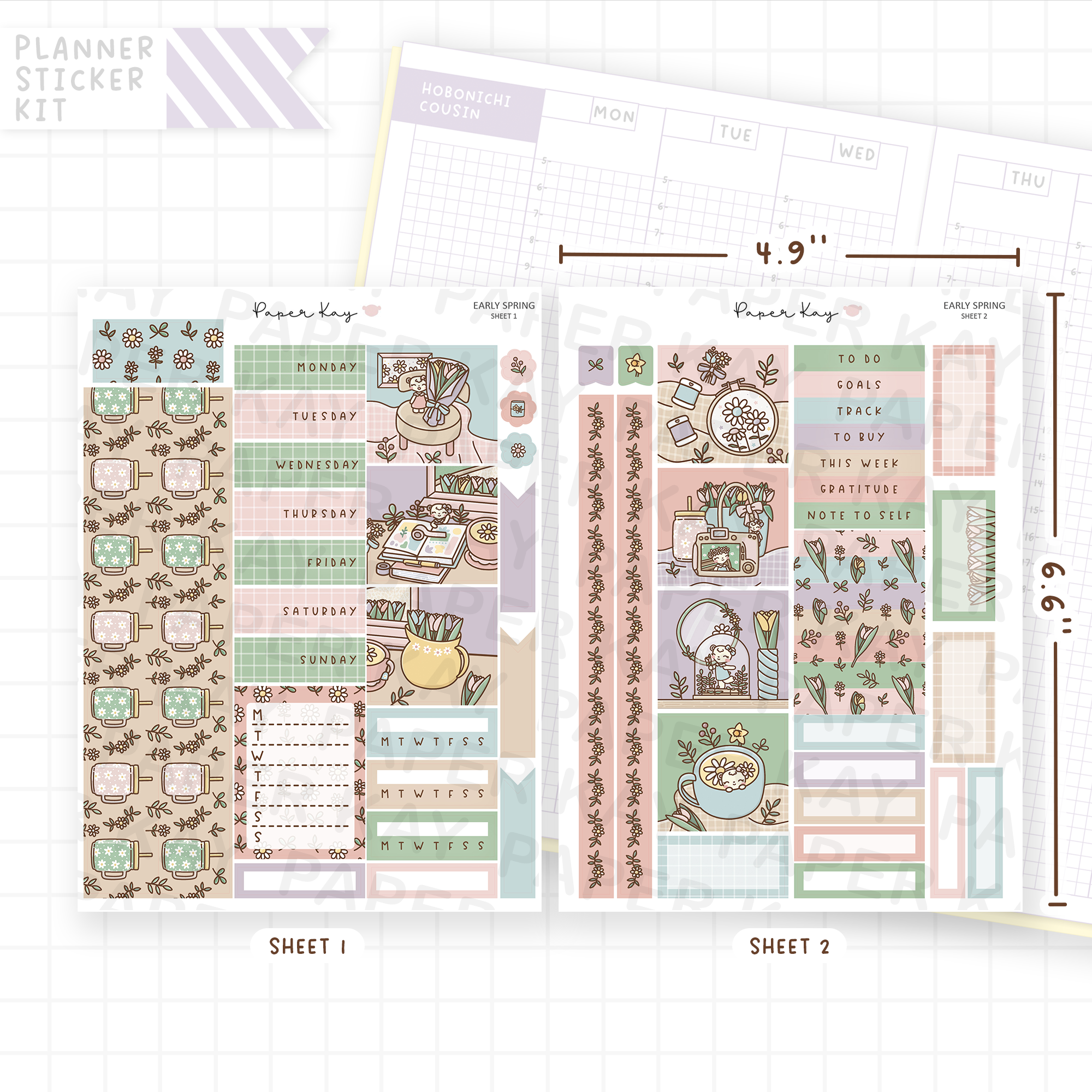 Early Spring Hobonichi Cousin Sticker Kit