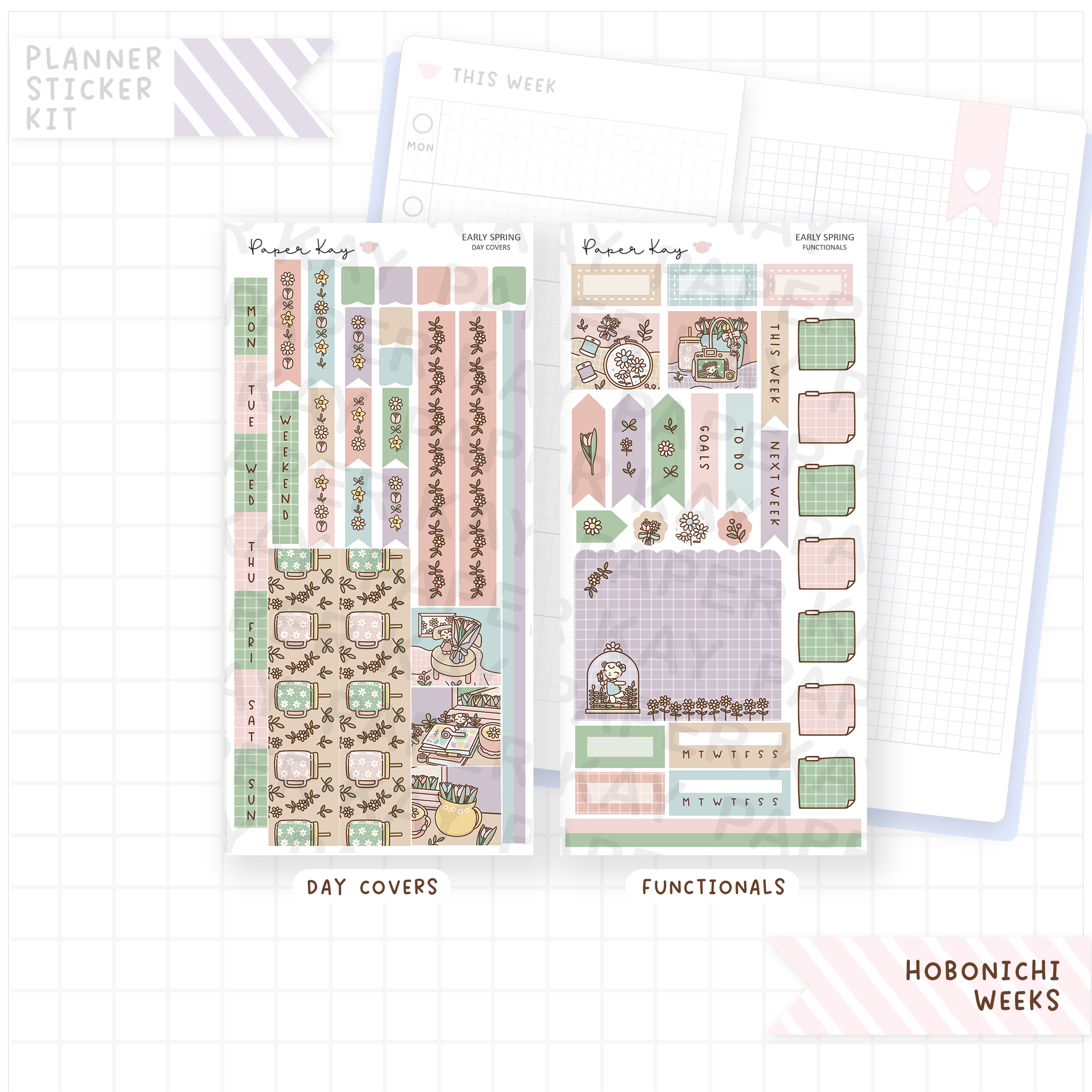 Early Spring Hobonichi Weeks Sticker Kit
