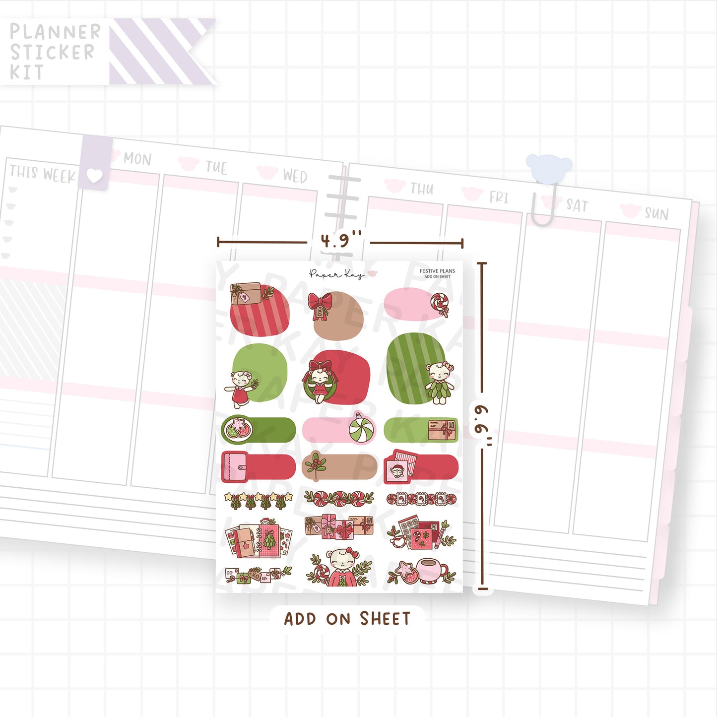 Festive Plans Weekly Vertical Kit Add On Sheet
