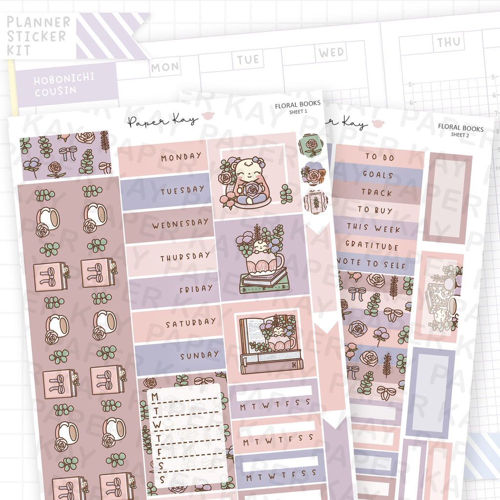 Floral Books Hobonichi Cousin Sticker Kit