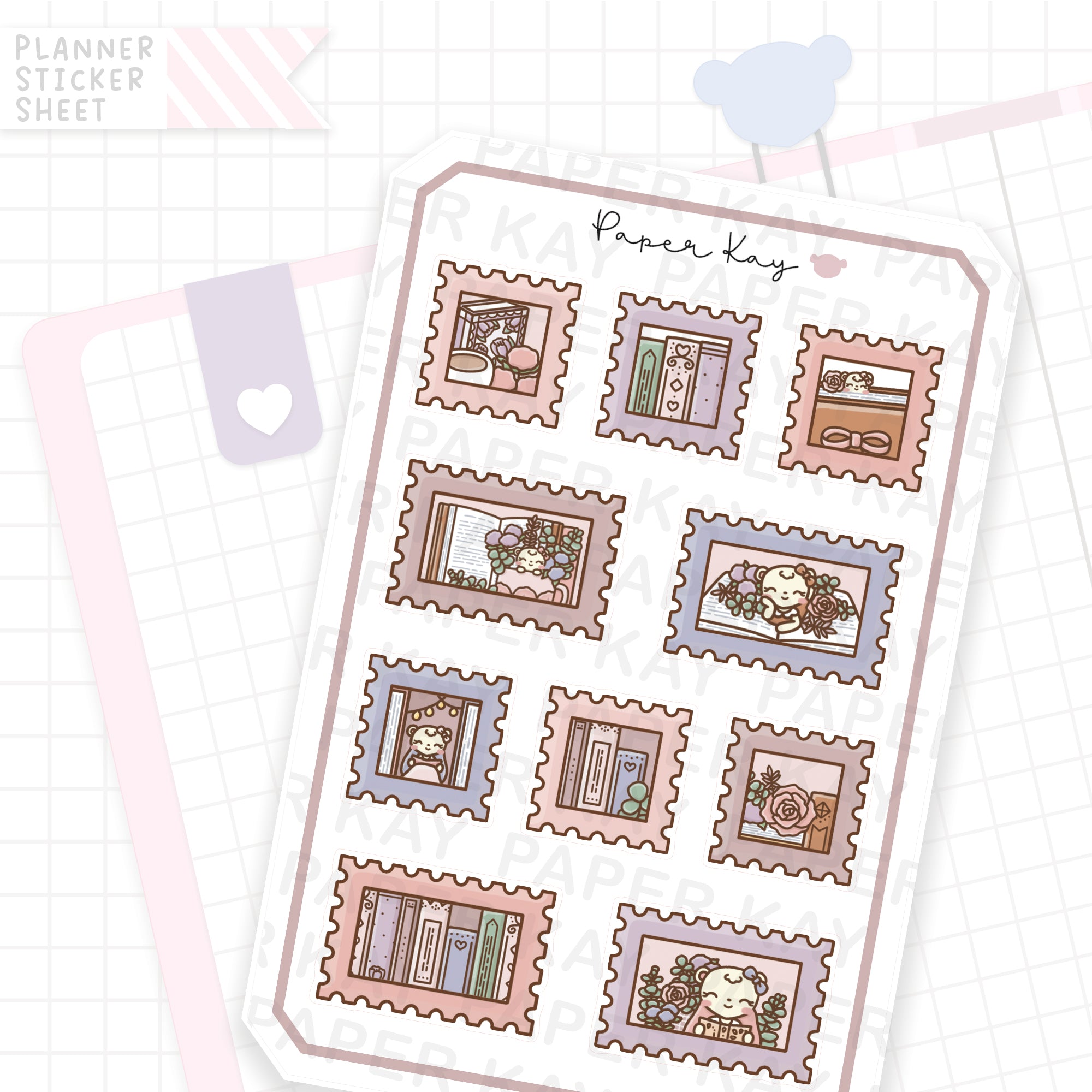 Floral Books Stamps Bujo Deco Stickers
