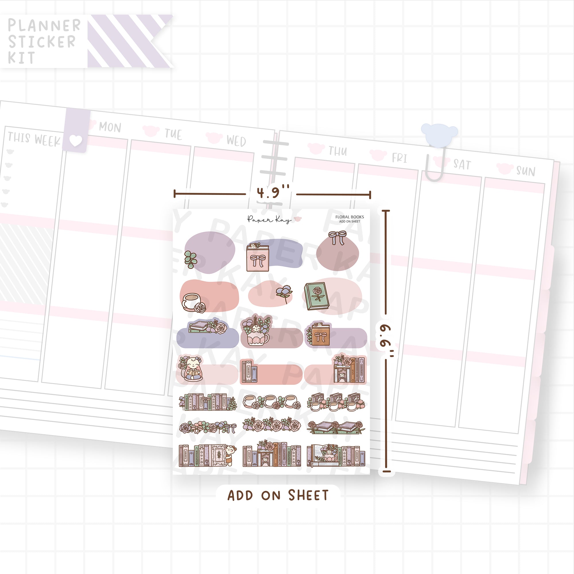 Floral Books Weekly Vertical Kit Add On Sheet