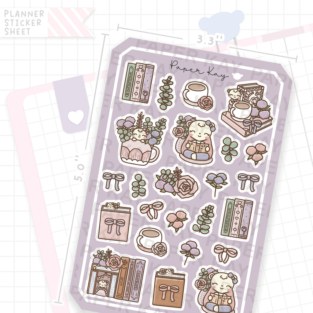 Floral Books Lilac Bujo Deco Stickers