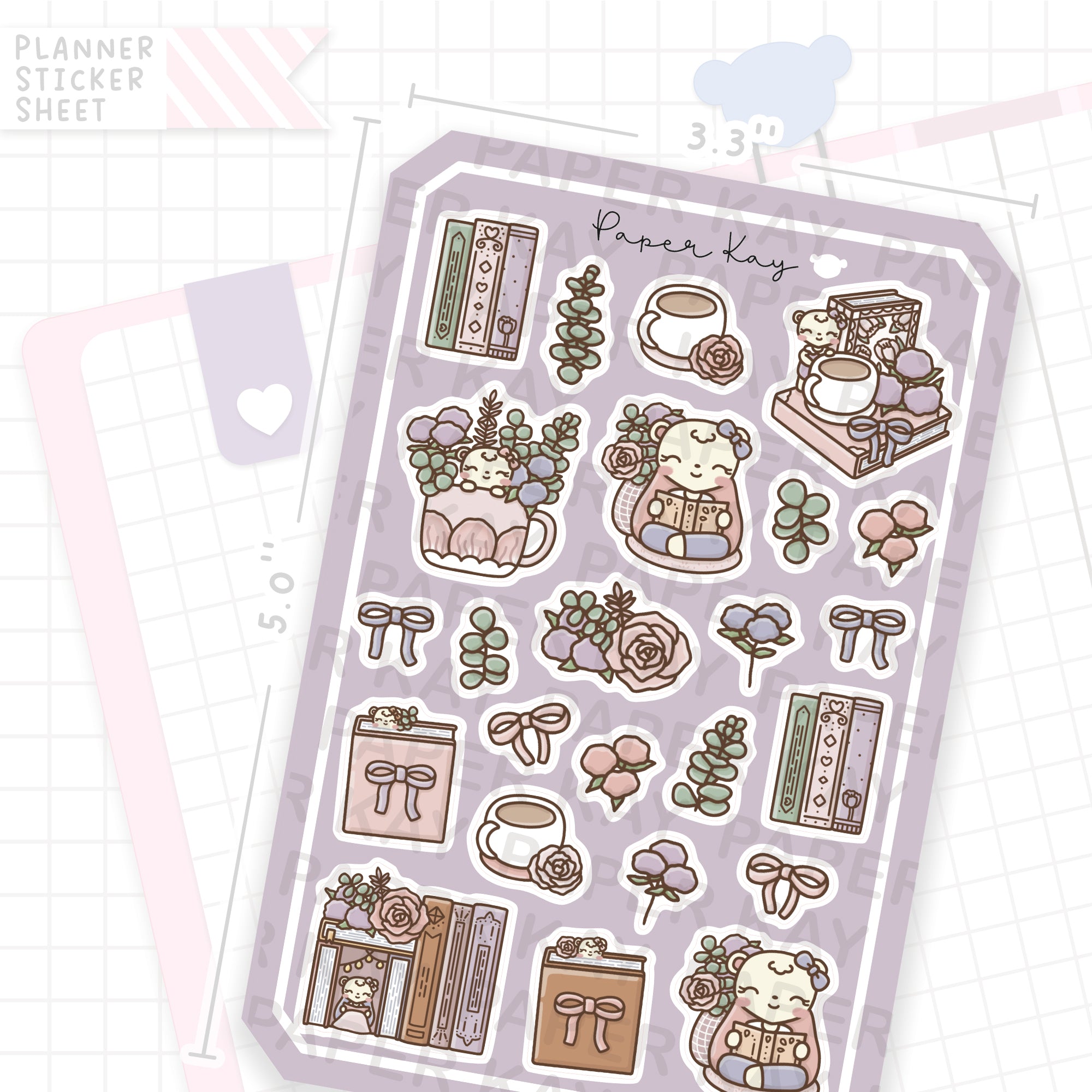 Floral Books Lilac Bujo Deco Stickers