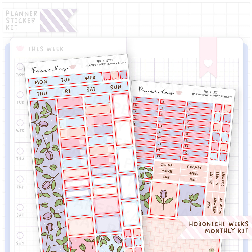 Fresh Start Hobonichi Weeks Monthly Sticker Kit